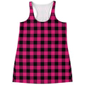 Pink And Black Buffalo Plaid Print Women's Racerback Tank Top