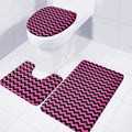 Pink And Black Chevron Pattern Print 3 Piece Bath Mat Set