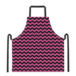 Pink And Black Chevron Pattern Print Apron