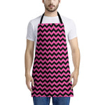 Pink And Black Chevron Pattern Print Apron