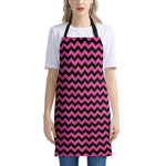 Pink And Black Chevron Pattern Print Apron