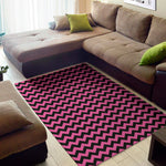 Pink And Black Chevron Pattern Print Area Rug