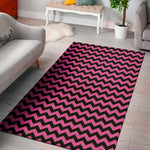 Pink And Black Chevron Pattern Print Area Rug