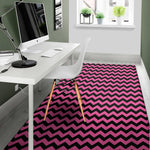 Pink And Black Chevron Pattern Print Area Rug