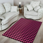 Pink And Black Chevron Pattern Print Area Rug