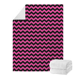 Pink And Black Chevron Pattern Print Blanket