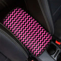 Pink And Black Chevron Pattern Print Car Center Console Cover