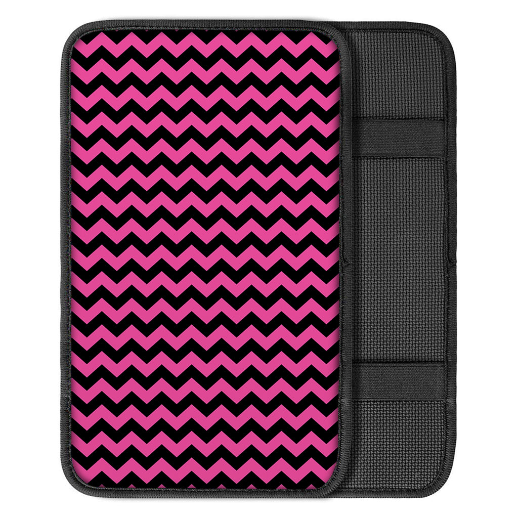 Pink And Black Chevron Pattern Print Car Center Console Cover