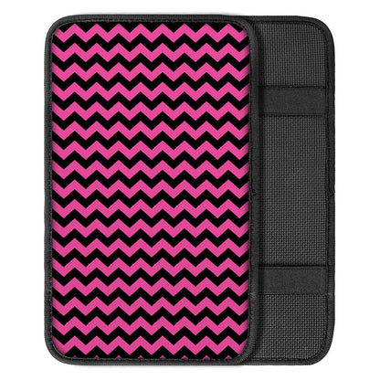 Pink And Black Chevron Pattern Print Car Center Console Cover