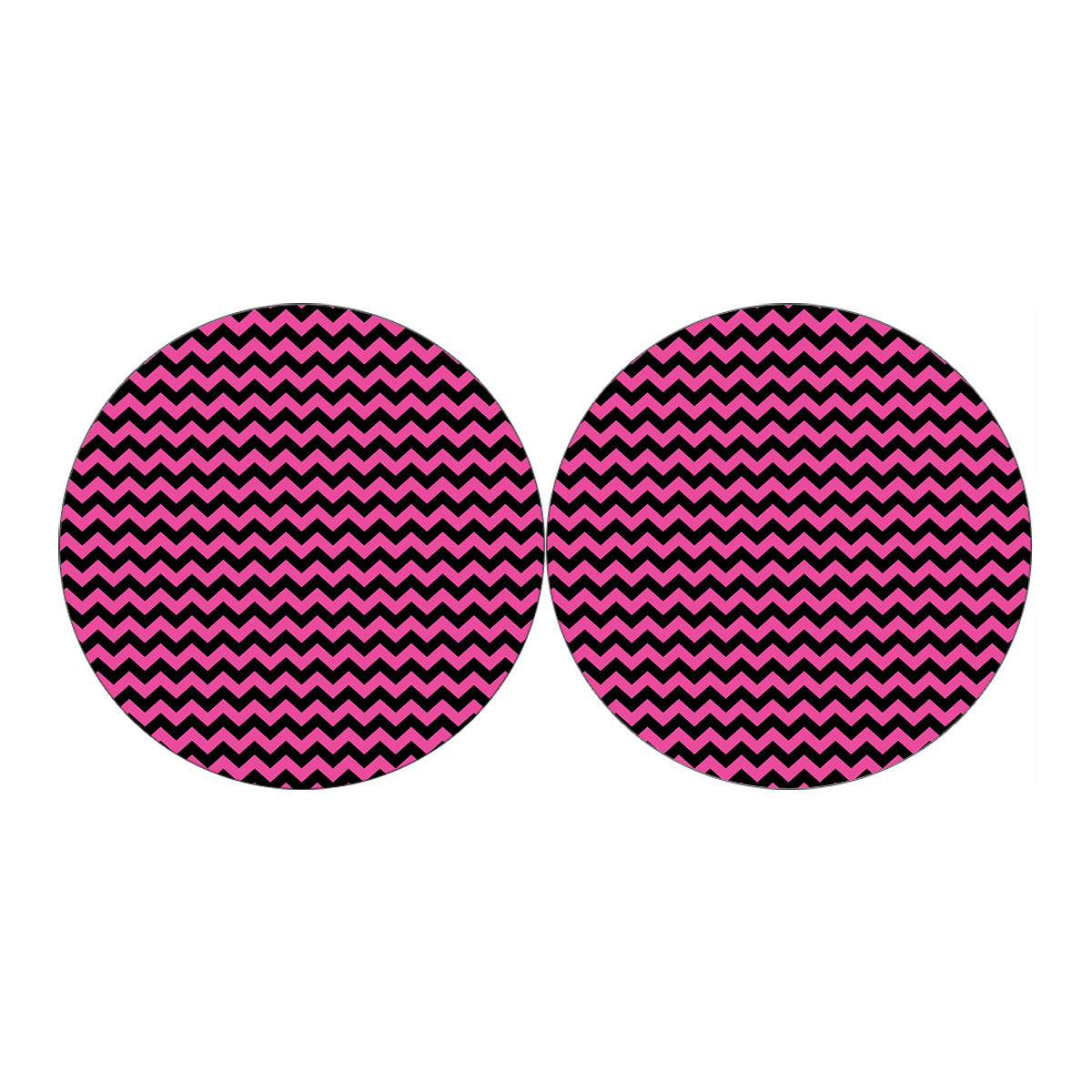 Pink And Black Chevron Pattern Print Car Coasters