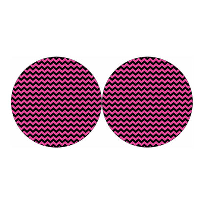 Pink And Black Chevron Pattern Print Car Coasters