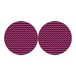Pink And Black Chevron Pattern Print Car Coasters