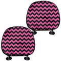 Pink And Black Chevron Pattern Print Car Headrest Covers
