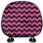 Pink And Black Chevron Pattern Print Car Headrest Covers
