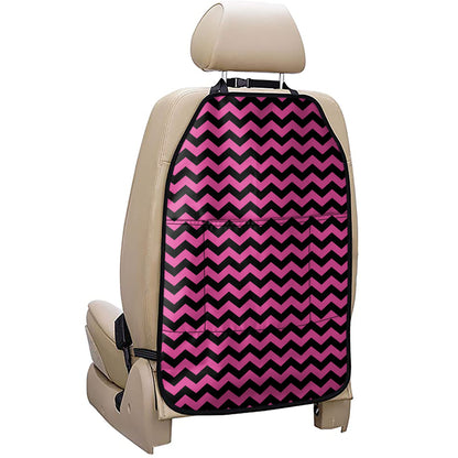 Pink And Black Chevron Pattern Print Car Seat Organizers