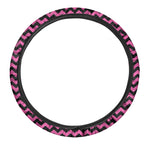 Pink And Black Chevron Pattern Print Car Steering Wheel Cover
