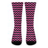 Pink And Black Chevron Pattern Print Crew Socks