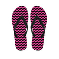Pink And Black Chevron Pattern Print Flip Flops