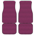 Pink And Black Chevron Pattern Print Front and Back Car Floor Mats