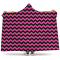 Pink And Black Chevron Pattern Print Hooded Blanket