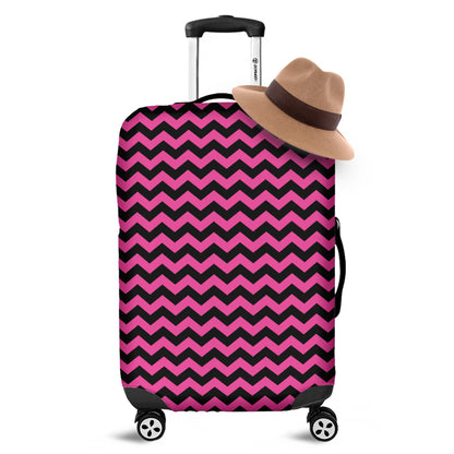 Pink And Black Chevron Pattern Print Luggage Cover