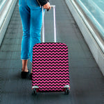 Pink And Black Chevron Pattern Print Luggage Cover
