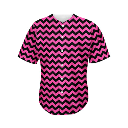 Pink And Black Chevron Pattern Print Men's Baseball Jersey