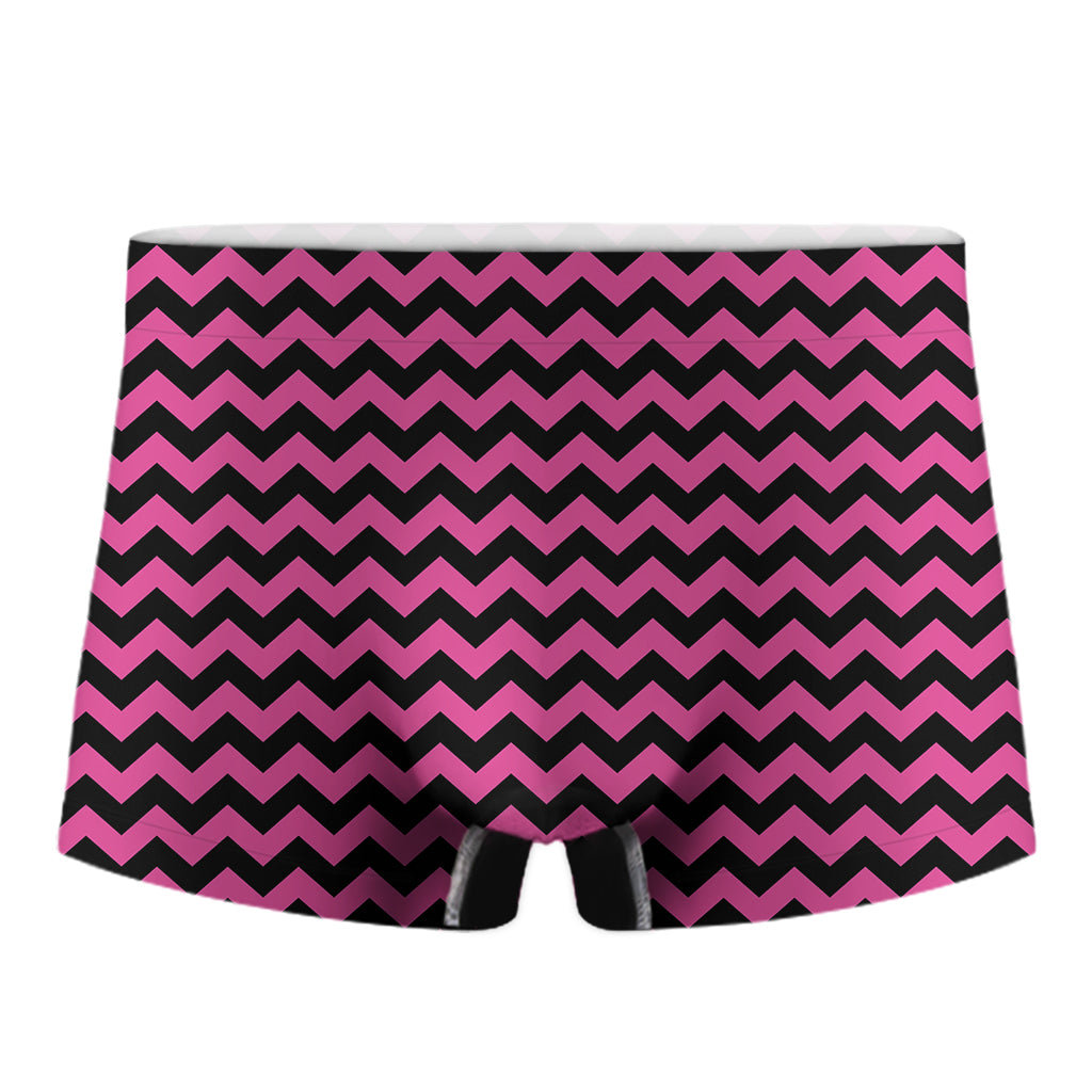 Pink And Black Chevron Pattern Print Men's Boxer Briefs