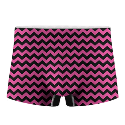 Pink And Black Chevron Pattern Print Men's Boxer Briefs
