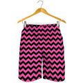 Pink And Black Chevron Pattern Print Men's Shorts