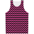 Pink And Black Chevron Pattern Print Men's Tank Top