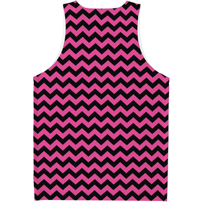 Pink And Black Chevron Pattern Print Men's Tank Top