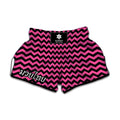 Pink And Black Chevron Pattern Print Muay Thai Boxing Shorts