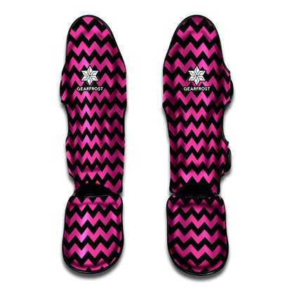 Pink And Black Chevron Pattern Print Muay Thai Shin Guard