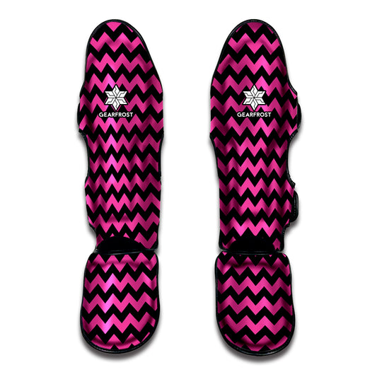 Pink And Black Chevron Pattern Print Muay Thai Shin Guard