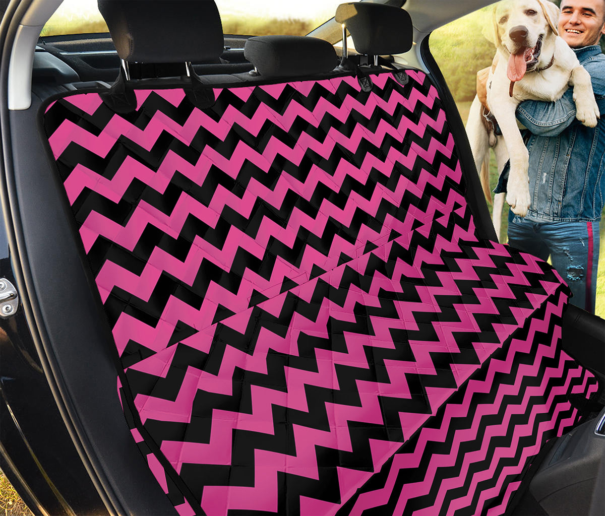 Pink And Black Chevron Pattern Print Pet Car Back Seat Cover