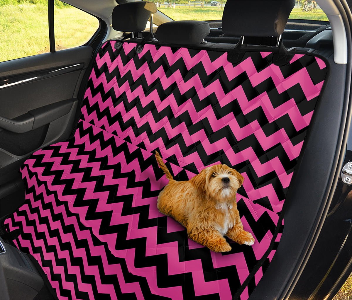 Pink And Black Chevron Pattern Print Pet Car Back Seat Cover