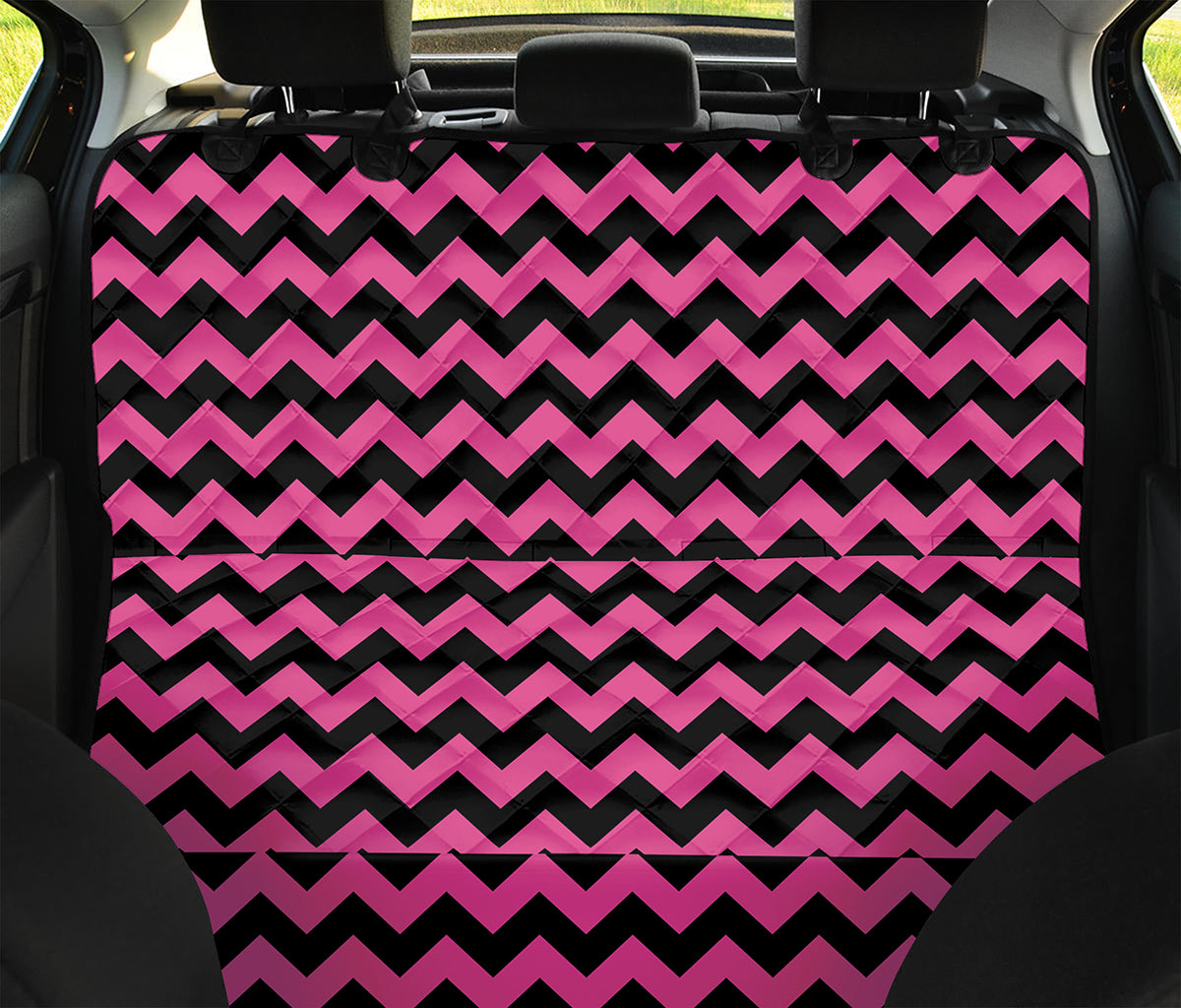 Pink And Black Chevron Pattern Print Pet Car Back Seat Cover