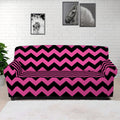 Pink And Black Chevron Pattern Print Sofa Cover
