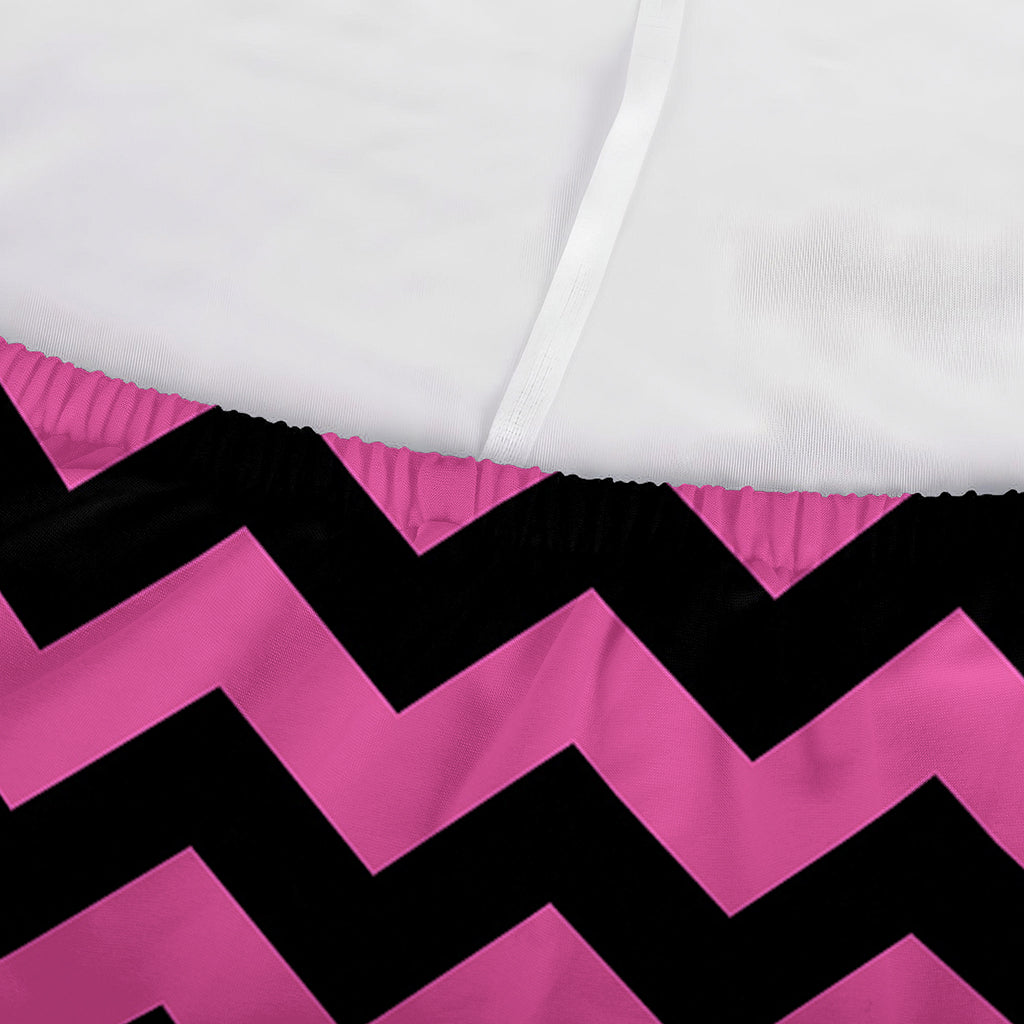 Pink And Black Chevron Pattern Print Sofa Cover