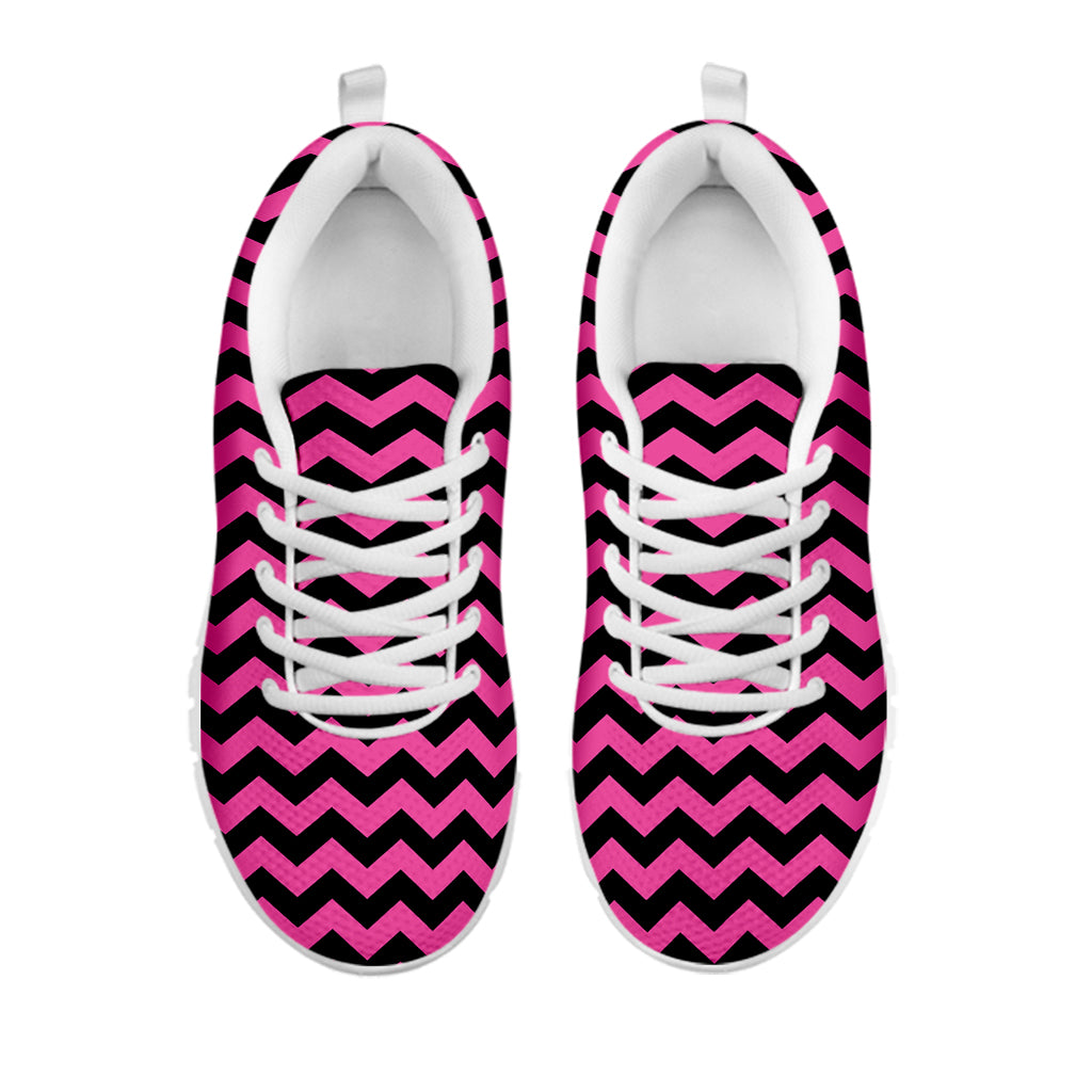 Pink And Black Chevron Pattern Print White Sneakers