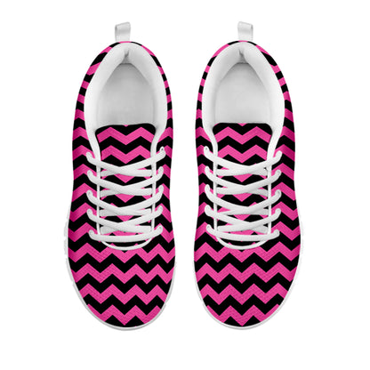 Pink And Black Chevron Pattern Print White Sneakers