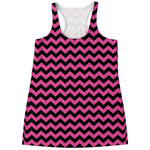 Pink And Black Chevron Pattern Print Women's Racerback Tank Top