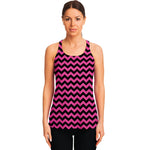 Pink And Black Chevron Pattern Print Women's Racerback Tank Top
