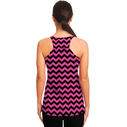 Pink And Black Chevron Pattern Print Women's Racerback Tank Top