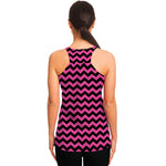 Pink And Black Chevron Pattern Print Women's Racerback Tank Top