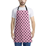 Pink And Black Polka Dot Pattern Print Apron