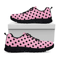 Pink And Black Polka Dot Pattern Print Black Running Shoes