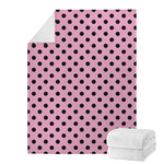 Pink And Black Polka Dot Pattern Print Blanket