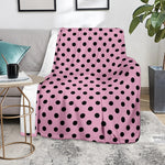 Pink And Black Polka Dot Pattern Print Blanket
